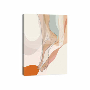 Soft neutral figurative line art canvas for modern bedroom and bathroom decor.