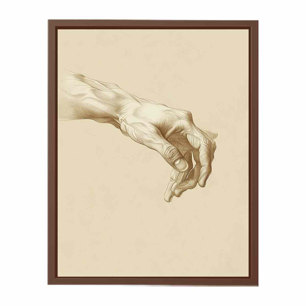 Vintage hand anatomy drawing canvas art for office, study, or hallway decor.
