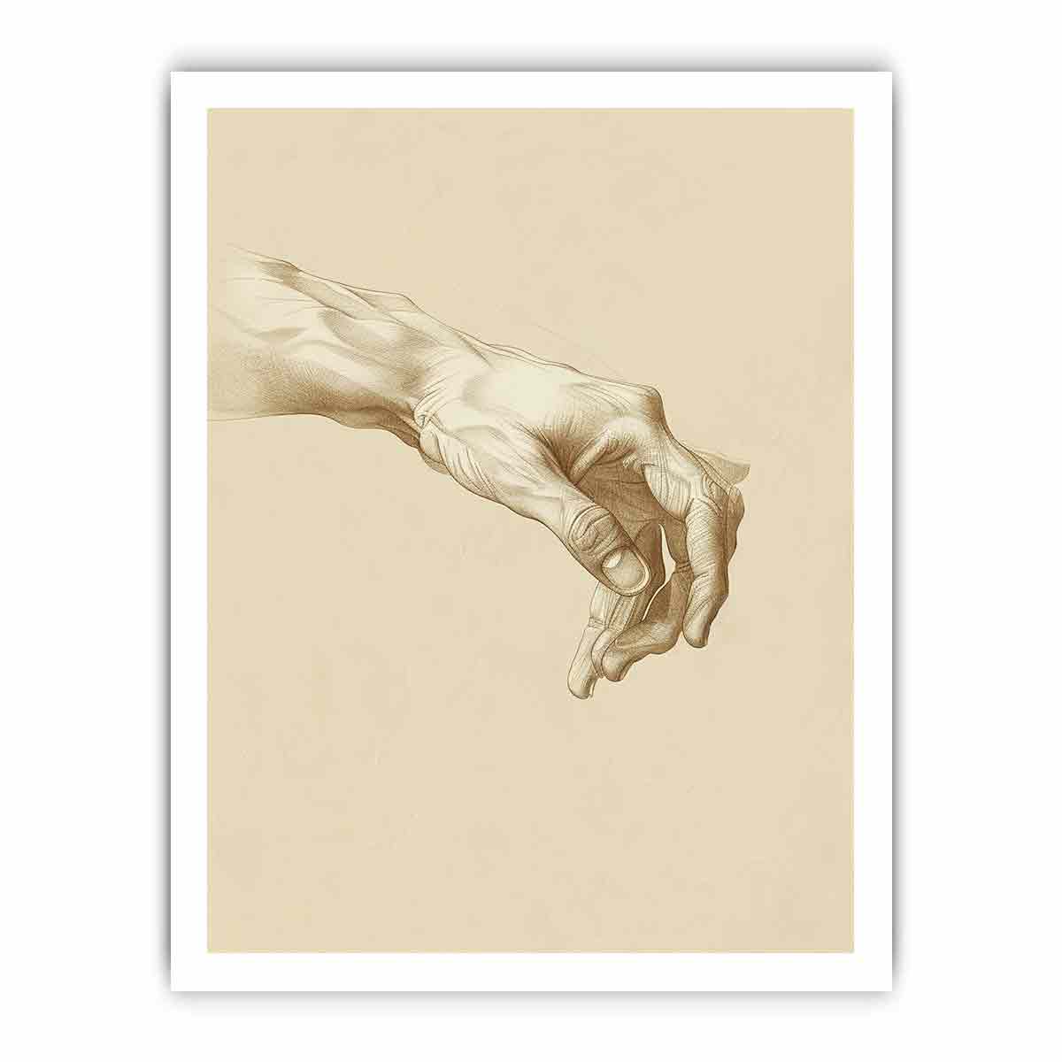 Vintage hand anatomy drawing canvas art for office, study, or hallway decor.