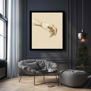 Vintage hand anatomy drawing canvas art for office, study, or hallway decor.