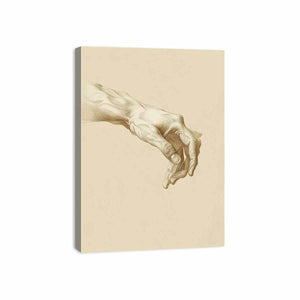 Vintage hand anatomy drawing canvas art for office, study, or hallway decor.