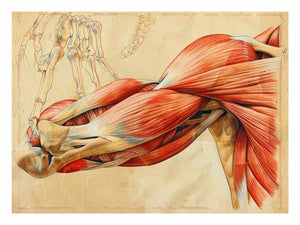 Vintage anatomical muscle and bone canvas art for office or study wall decor.