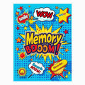 Bright pop art comic canvas with memory boom text for kids room decor.