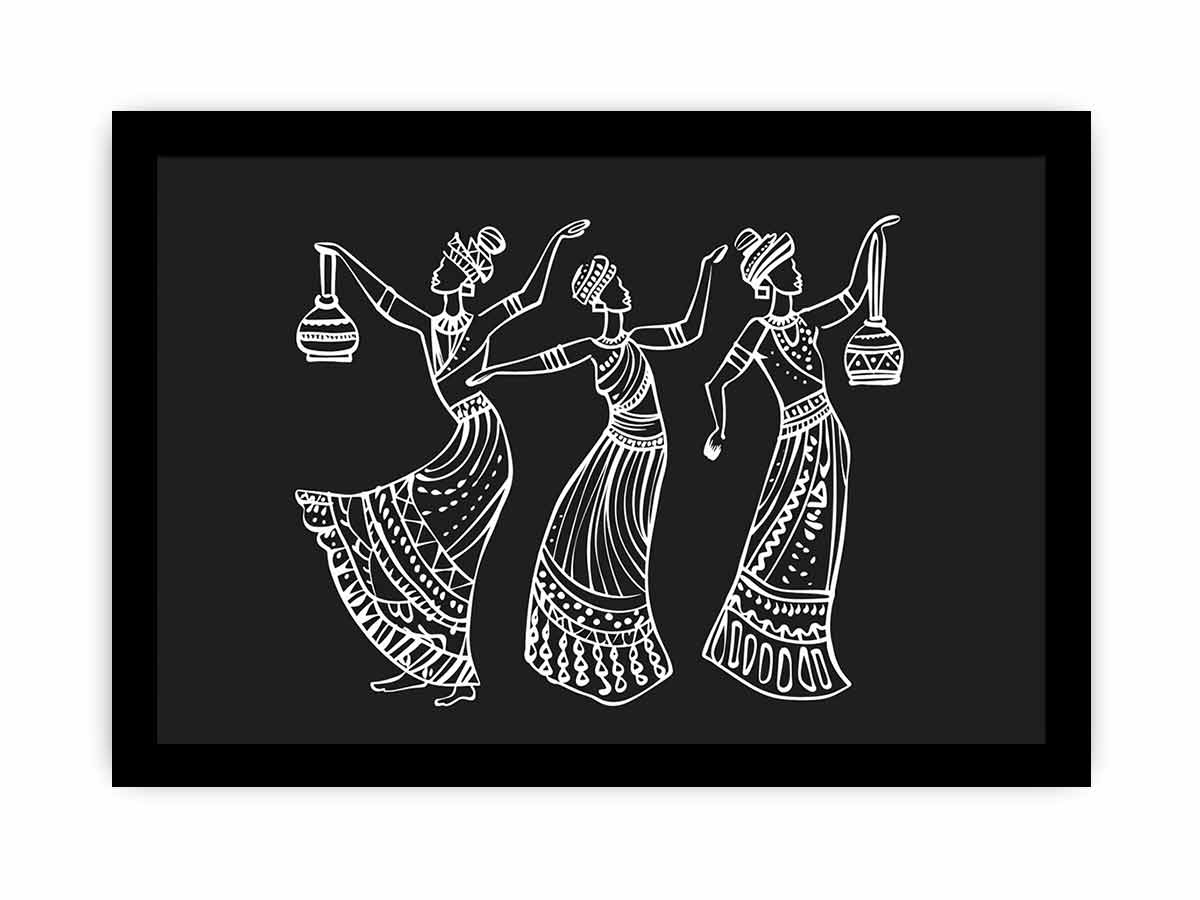 Black and white cultural dance line art canvas for refined hallway or living room decor.
