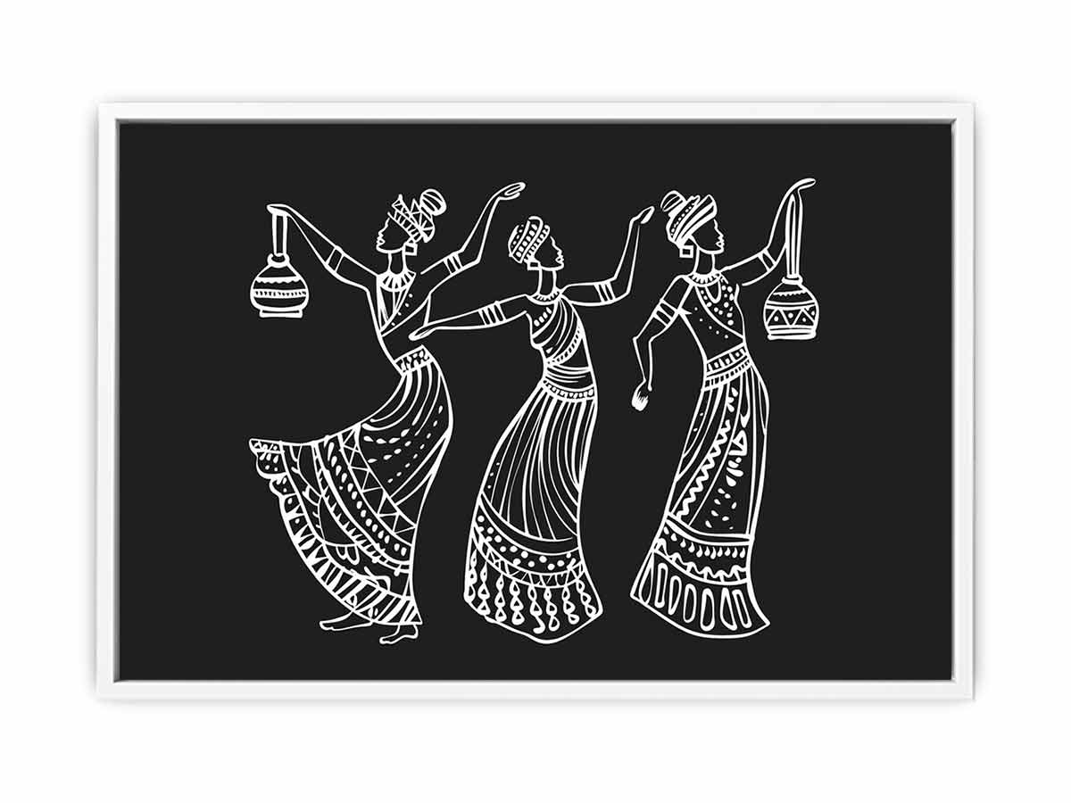 Black and white cultural dance line art canvas for refined hallway or living room decor.