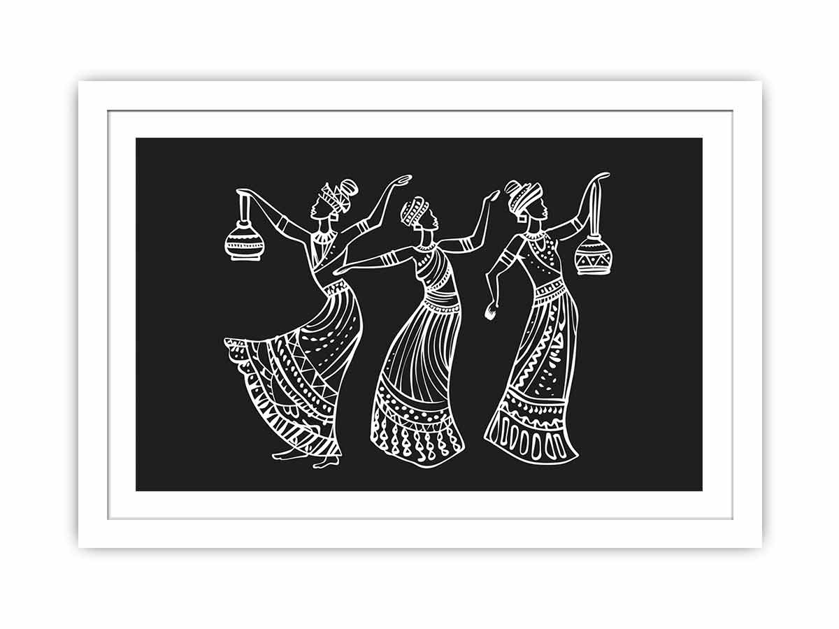 Black and white cultural dance line art canvas for refined hallway or living room decor.