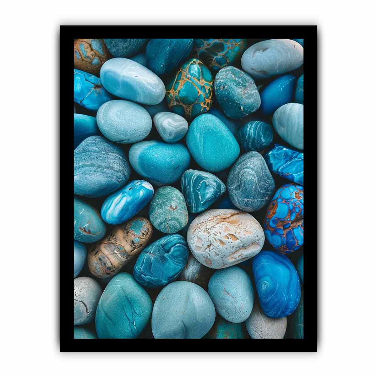 Turquoise blue stone photography canvas for serene bathroom or bedroom wall decor.