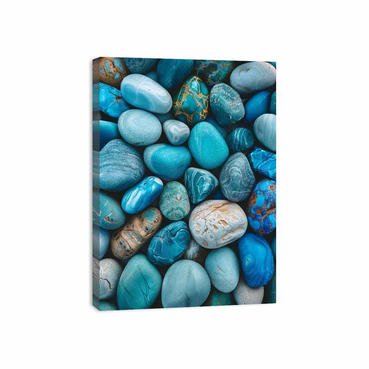 Turquoise blue stone photography canvas for serene bathroom or bedroom wall decor.