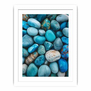 Turquoise blue stone photography canvas for serene bathroom or bedroom wall decor.