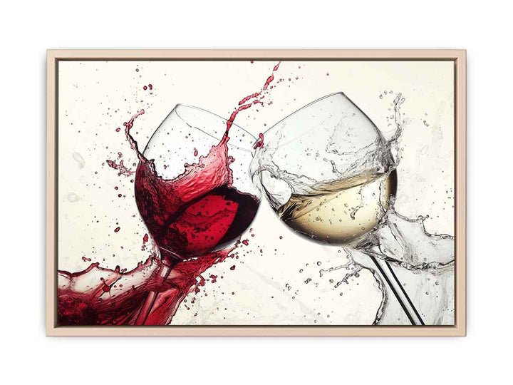 Red & White Wine Splash Art framed Print