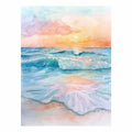 Pastel ocean wave watercolor canvas art for coastal bedroom or beach house decor.