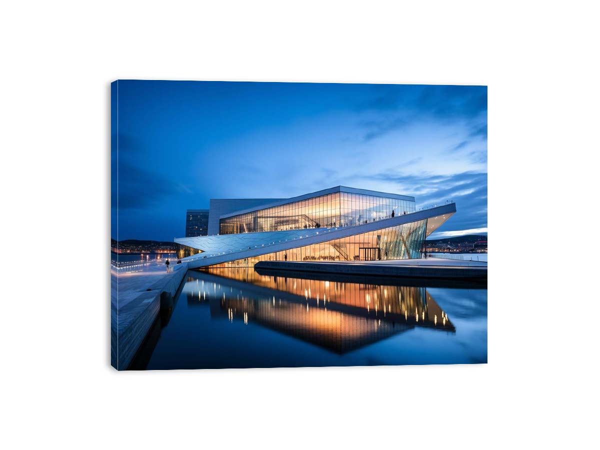 Nordic Reflection architecture photography canvas art for modern office or living room decor.