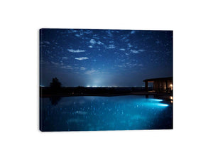 Starlit Pool Retreat luxury dream home at night for modern home decor.