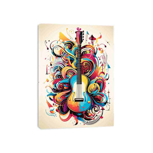 Bold guitar music wall art poster for creative studio or teen room decor.