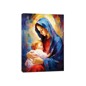 Colorful Mary and Jesus canvas art canvas art for living room decor.