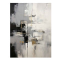 Gray and white abstract canvas art with gold accents for modern luxury living room decor.