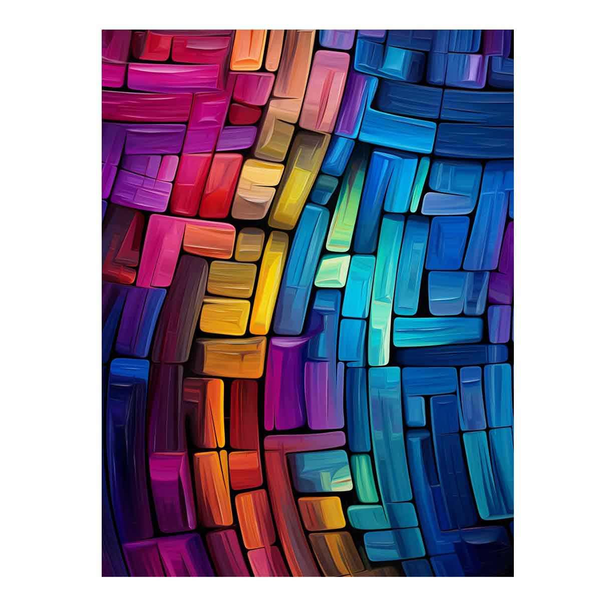 Colorful abstract block canvas art for creative office or modern living room decor.