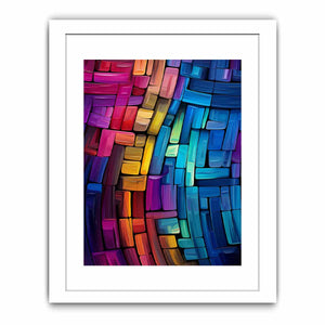 Colorful abstract block canvas art for creative office or modern living room decor.