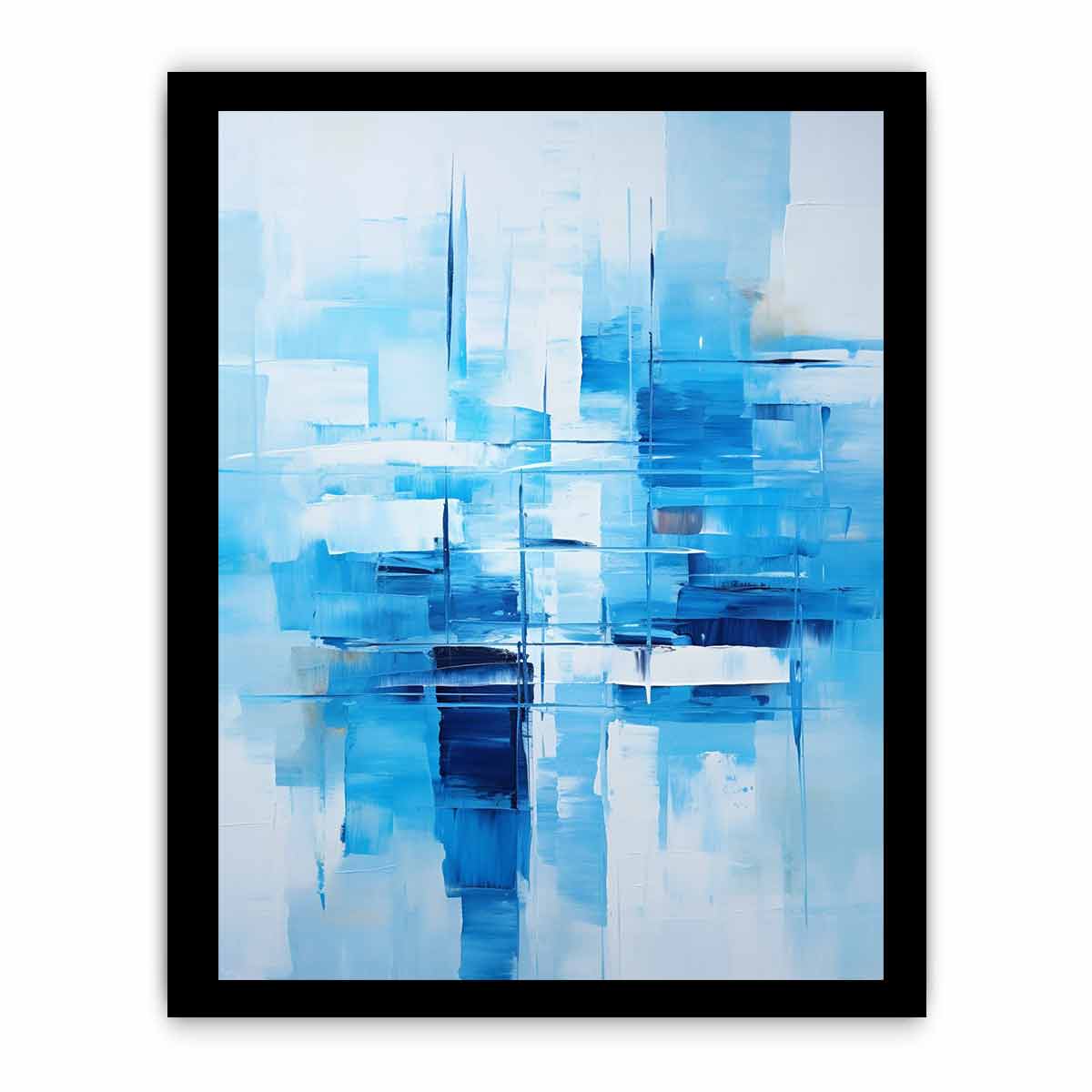 Blue and white abstract canvas art for serene bedroom, office, or coastal modern decor.