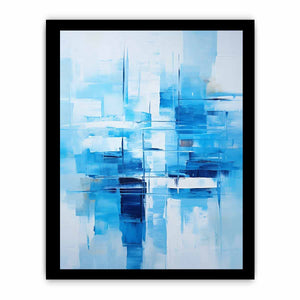 Blue and white abstract canvas art for serene bedroom, office, or coastal modern decor.