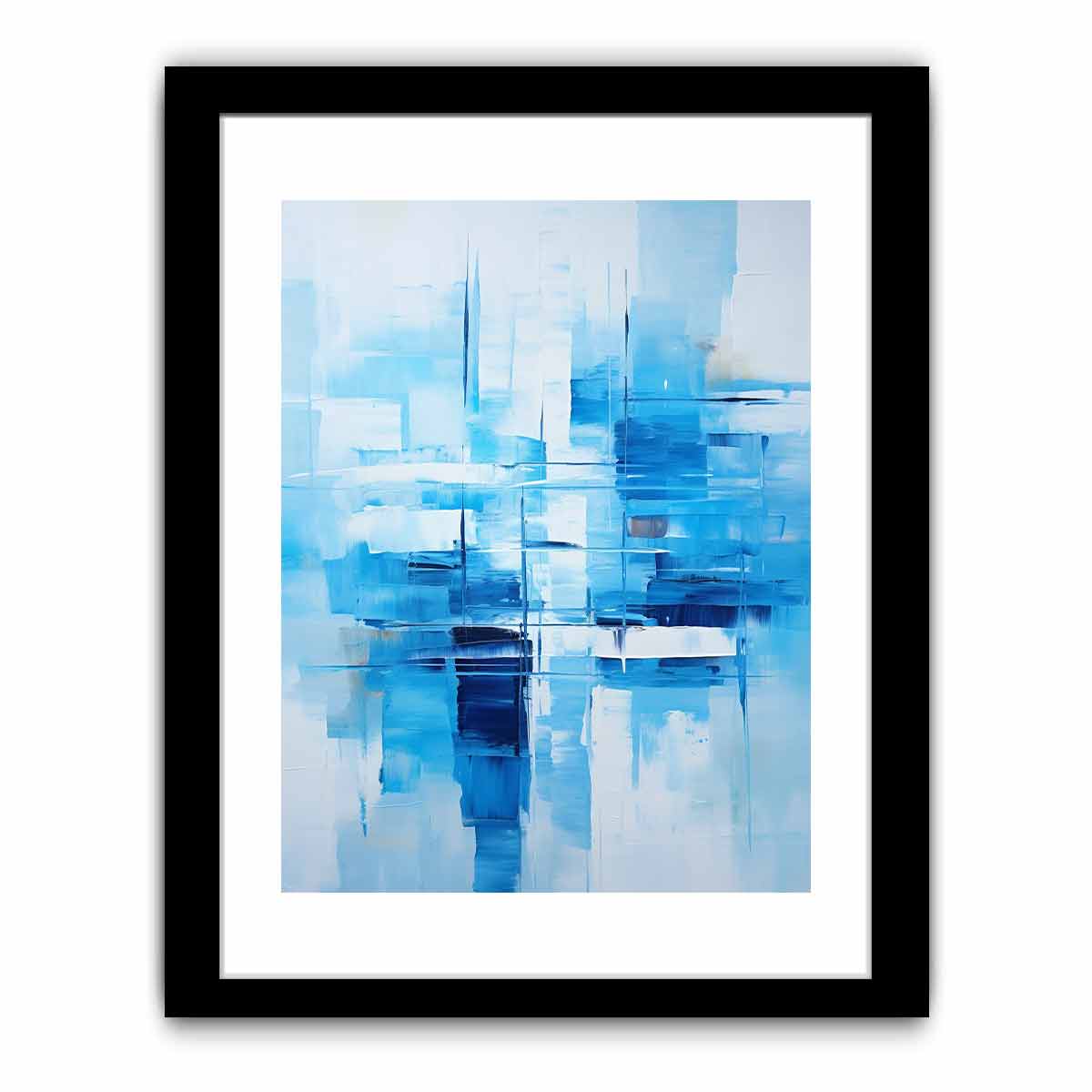 Blue and white abstract canvas art for serene bedroom, office, or coastal modern decor.