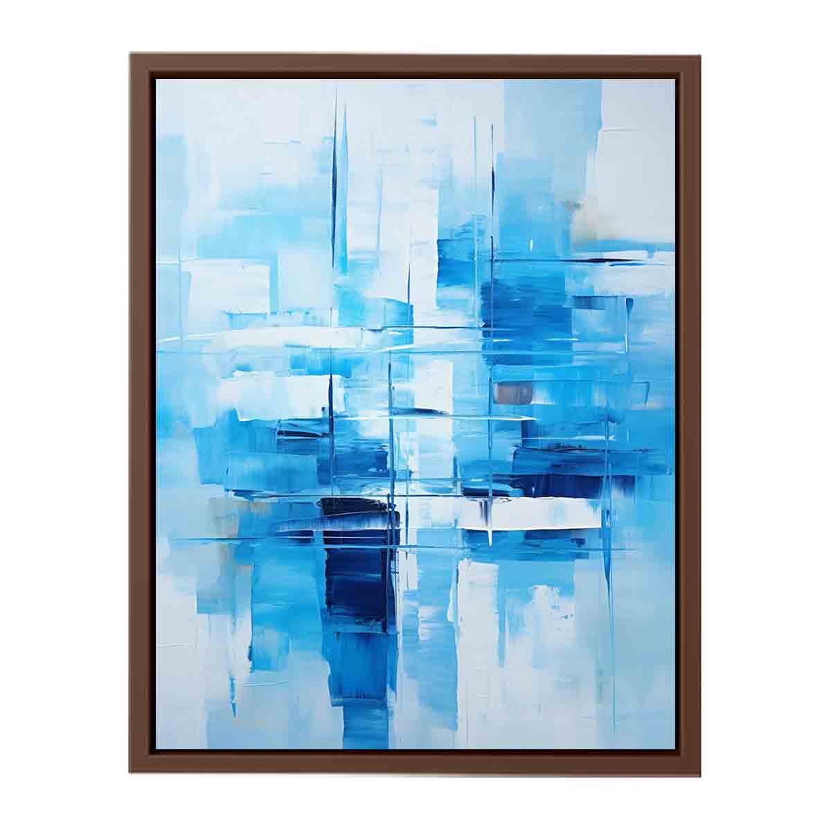 Blue and white abstract canvas art for serene bedroom, office, or coastal modern decor.