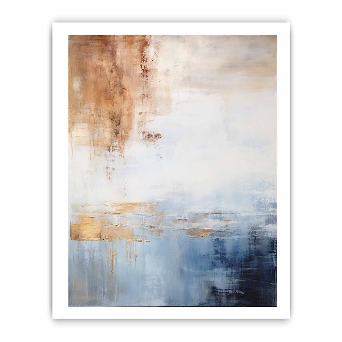 Soft blue neutral abstract coastal canvas art for calm bedroom or living room decor.