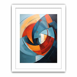 Teal and orange circular abstract canvas art for modern living room statement decor.