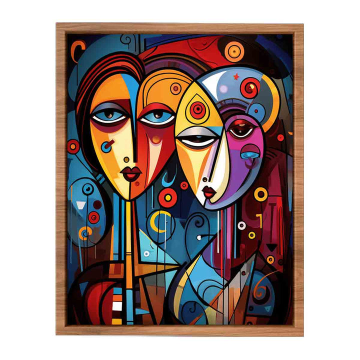 Abstract Lovers Framed Art  Painting