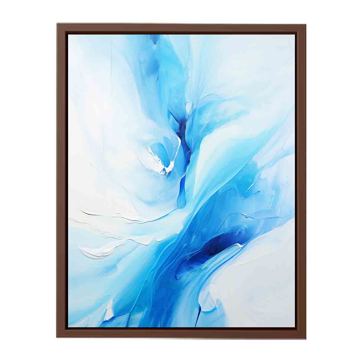 Soft blue abstract floral canvas art for serene bedroom or bathroom wall decor.