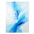Soft blue abstract floral canvas art for serene bedroom or bathroom wall decor.