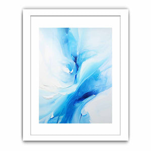 Soft blue abstract floral canvas art for serene bedroom or bathroom wall decor.