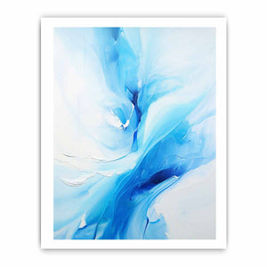 Soft blue abstract floral canvas art for serene bedroom or bathroom wall decor.