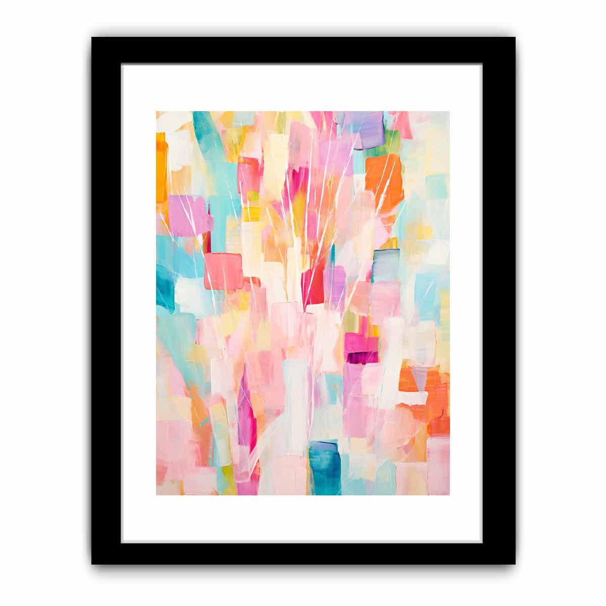 Pastel abstract floral canvas art with soft pink and aqua tones for bright home decor.