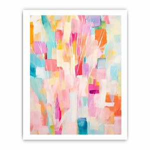 Pastel abstract floral canvas art with soft pink and aqua tones for bright home decor.