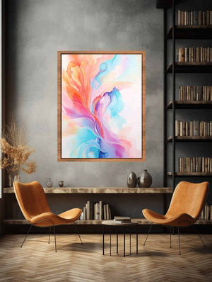 Blush Aurora Flow canvas art for modern room decor.