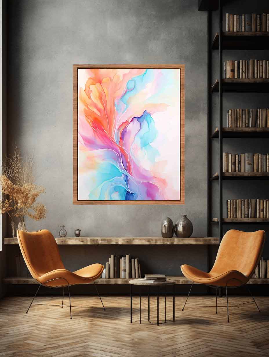 Blush Aurora Flow canvas art for modern room decor.