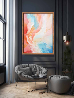 Peach Tide Abstract canvas art for modern room decor.