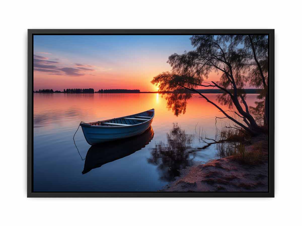 Stillwater Evening Boat sunset boat canvas for modern room decor.