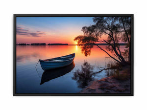 Stillwater Evening Boat sunset boat canvas for modern room decor.