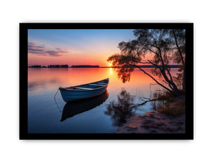 Stillwater Evening Boat sunset boat canvas for modern room decor.