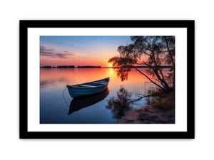 Stillwater Evening Boat sunset boat canvas for modern room decor.