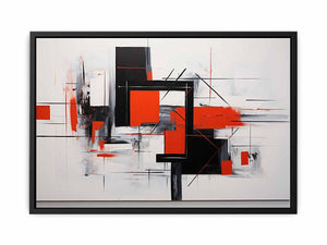 Crimson Grid Form canvas art for modern room decor.