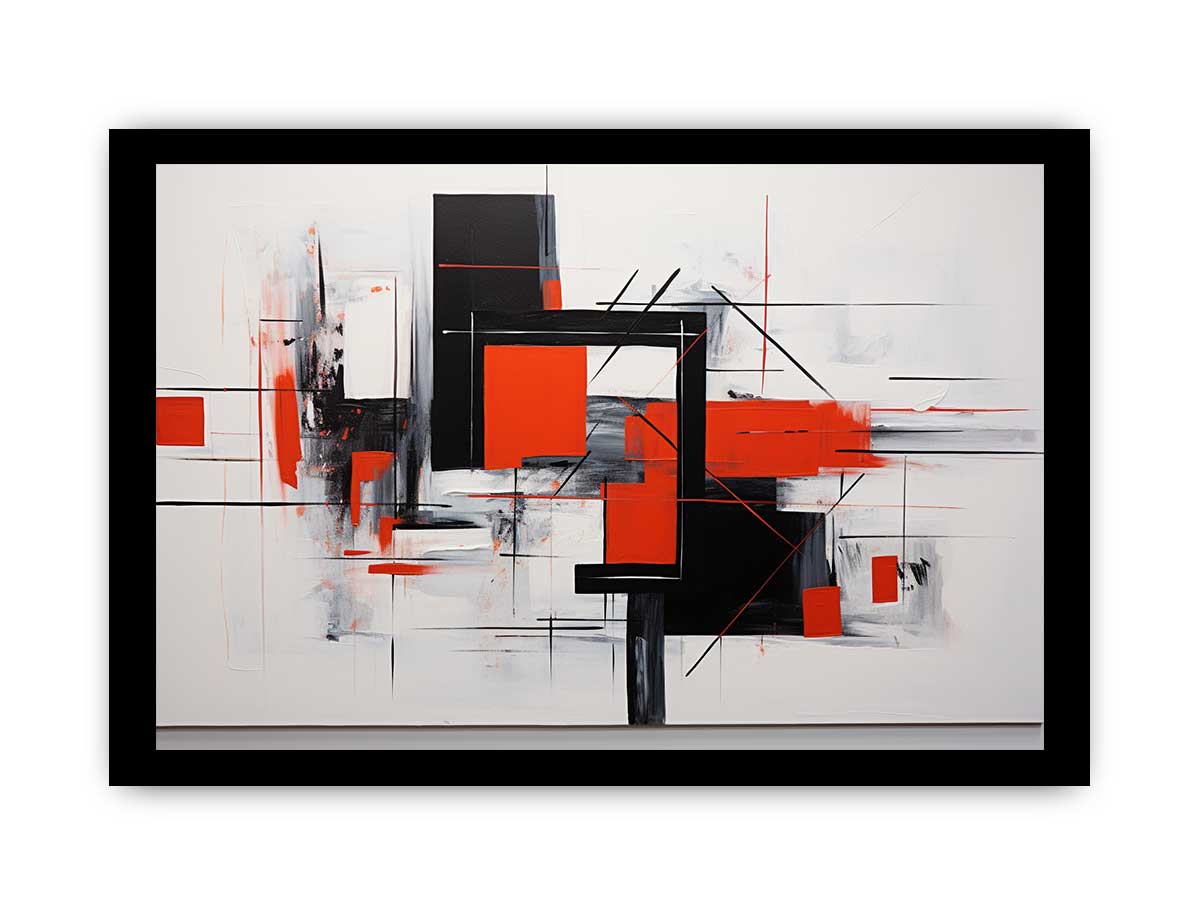 Crimson Grid Form canvas art for modern room decor.
