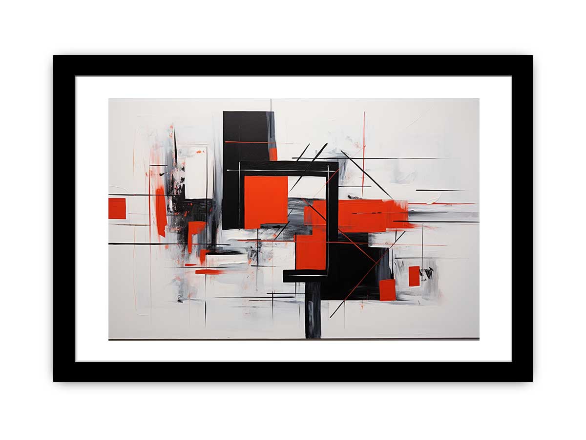 Crimson Grid Form canvas art for modern room decor.