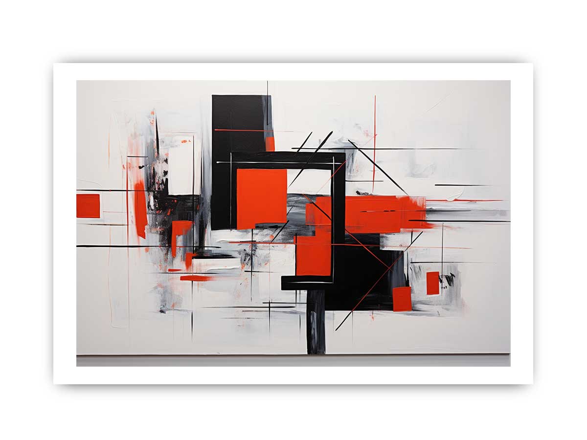 Crimson Grid Form canvas art for modern room decor.