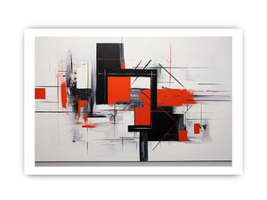 Crimson Grid Form canvas art for modern room decor.
