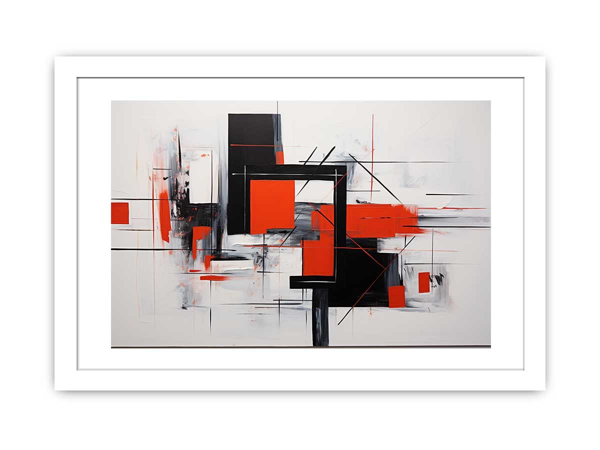 Crimson Grid Form canvas art for modern room decor.