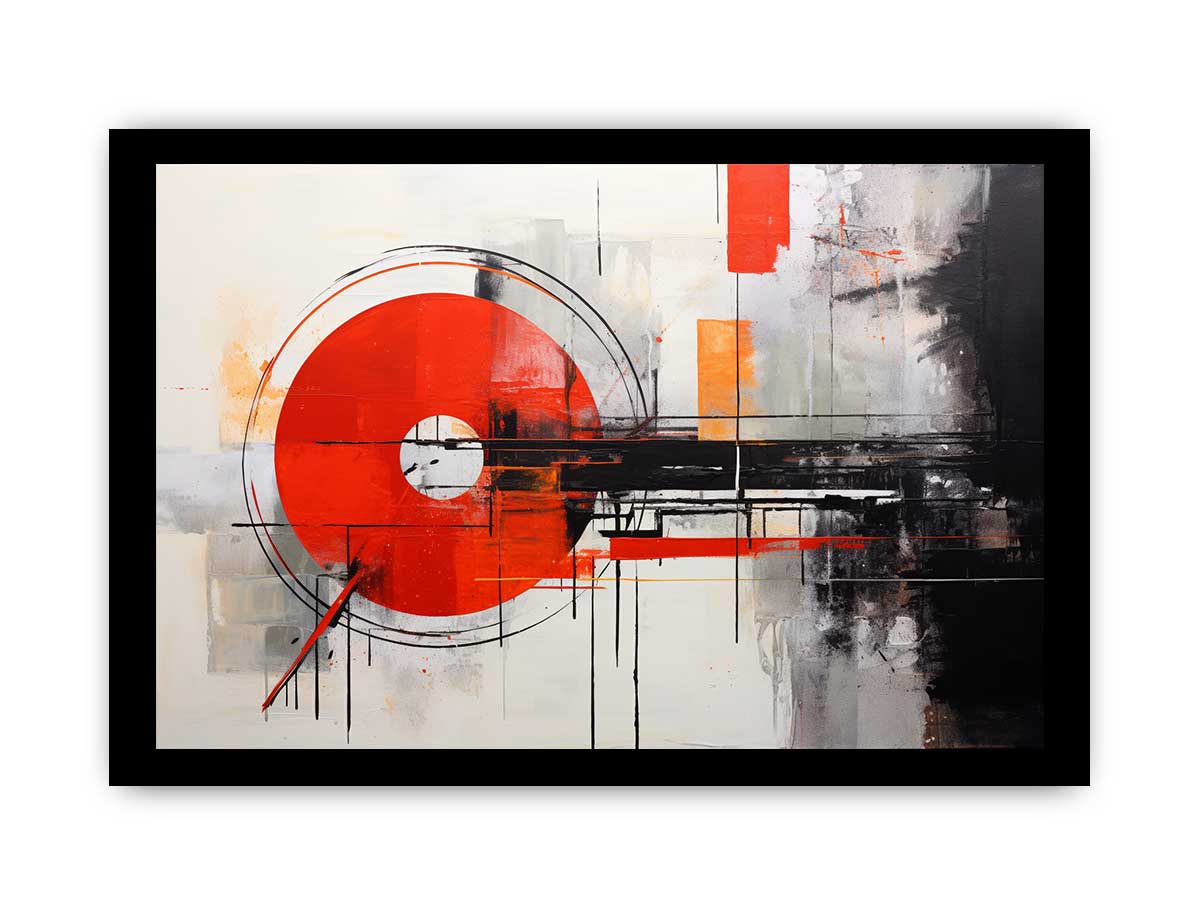 Red Orbit Structure canvas art for modern room decor.