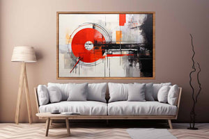 Red Orbit Structure canvas art for modern room decor.